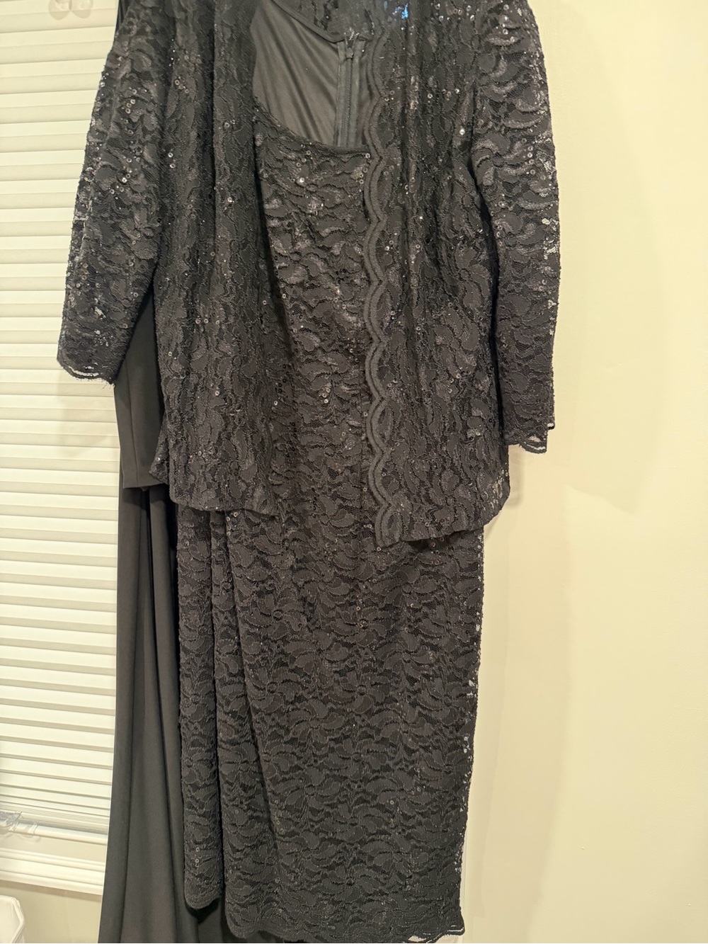 Alex Evenings Black Lace Sequin Mother of the Bride Dress with Jacket
